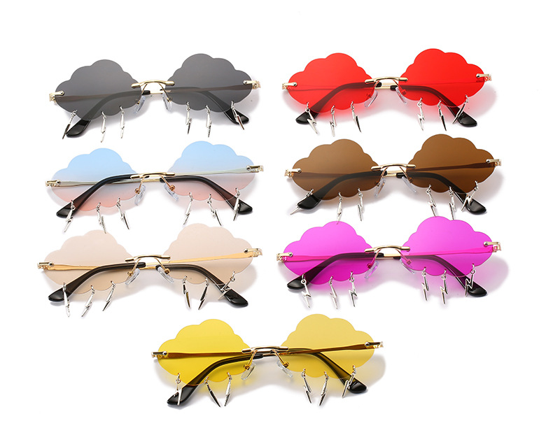 75g Weight Frameless Glasses Structure Sunglasses Classification PC, UV400 Protection Lens Material Special-Shaped Mirror Glasses Style Casual Clouds Lightning PC UV400 Protection Special-Shaped Mirror Frameless Women's Sunglasses