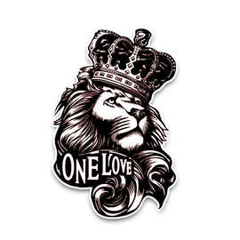 外贸跨境 彩色喷绘反光车贴   one love lion 狮子王冠 划痕车贴