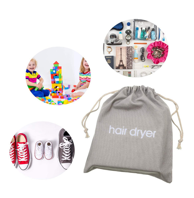 全棉手袋厂帆布包定制logo 酒店吹风机袋礼品 旅行收纳袋束口拉绳