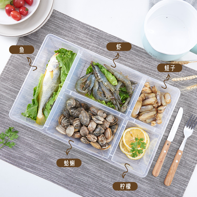 Kitchen Preservation Box, Refrigerated Food Storage Box, Transparent Refrigerator Storage Box with Compartments and Lid, Sealed, Food-Grade