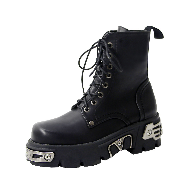 Punk boots women's thick-soled motorcycl...