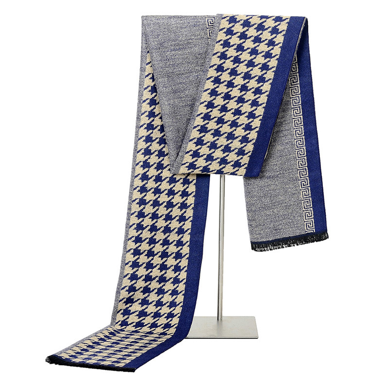 2020秋冬围巾男士商务休闲冬季保暖围脖中国风千鸟格百搭围巾批发|ru