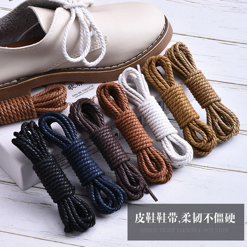 Laces with cotton round, waxed three-strand rope, martens boots, customizable, large quantity, preferential price