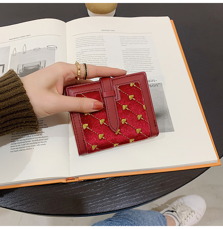 70% Off Short Style Wallet 2020 New Embroidered Student Wallet Short Folding Ladies Multifunctional Card Holder Wholesale display picture 51