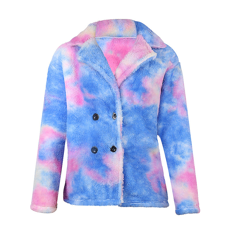 printing plush long-sleeved double-breasted jacket NSKX12288