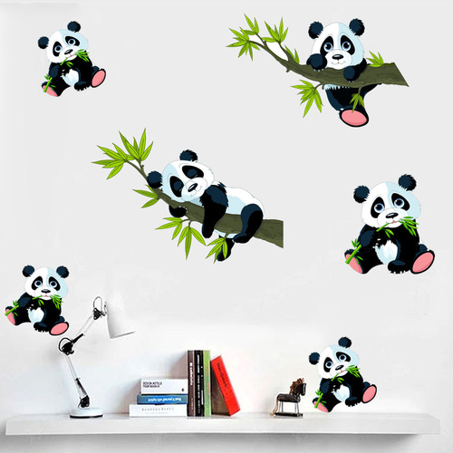 Kunshang cross-border new bamboo panda wall stickers for living room, bedroom and children's room decoration removable stickers KS6773