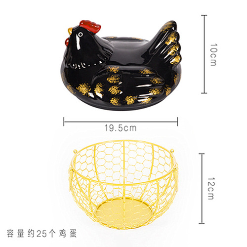 Ceramic egg basket iron storage basket kitchen decoration creative kitchen fruit and vegetable basket iron basket restaurant table basket