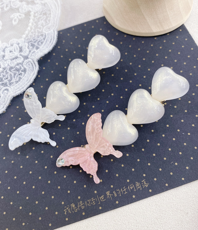 South Korea Butterfly Pearl Rhinestone Side Clip Simple Fashion Love Cute Hairpin Wholesale Nihaojewelry display picture 8