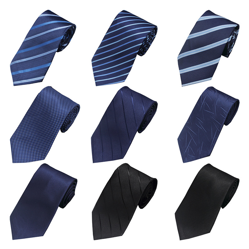 Corbata de negocios para hombres al por mayor 8cm mano a mano ropa formal profesional entrevista corbata a rayas jacquard hilo de poliéster para hombres