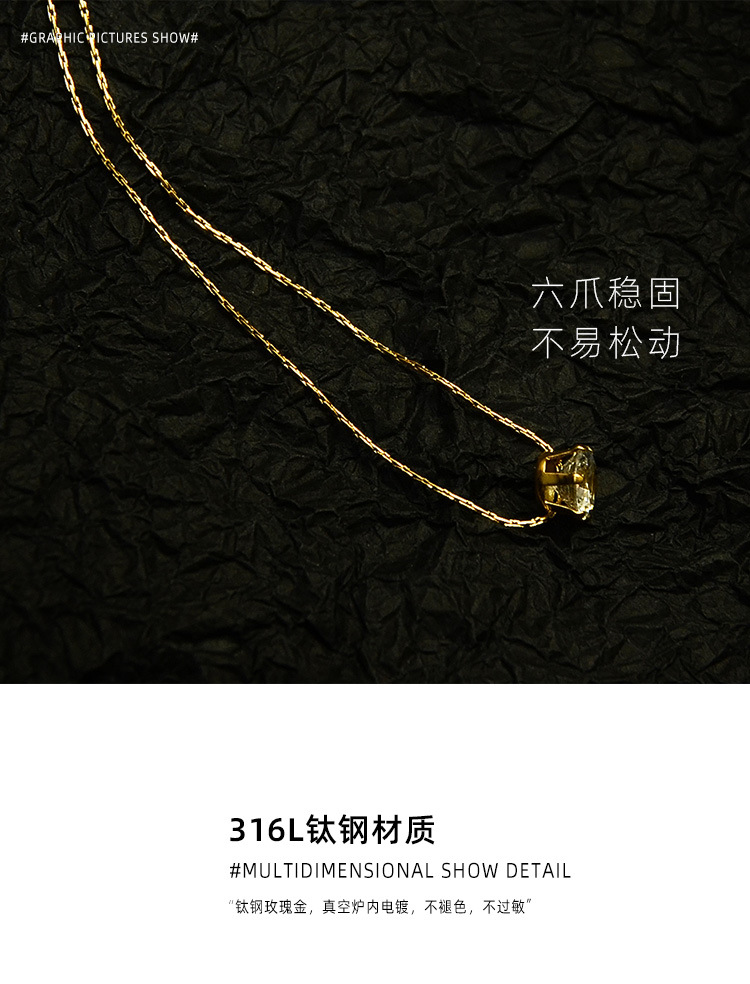 Superfine Vertical Chain Single Diamond Clavicle Necklace Titanium Steel Gold Plated Wholesale Nihaojewelry display picture 10