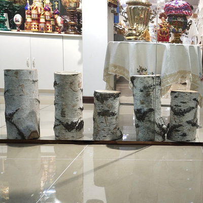 白桦树干装饰木头木段木墩子树桩原木枯木摆件凳子手工材料diy