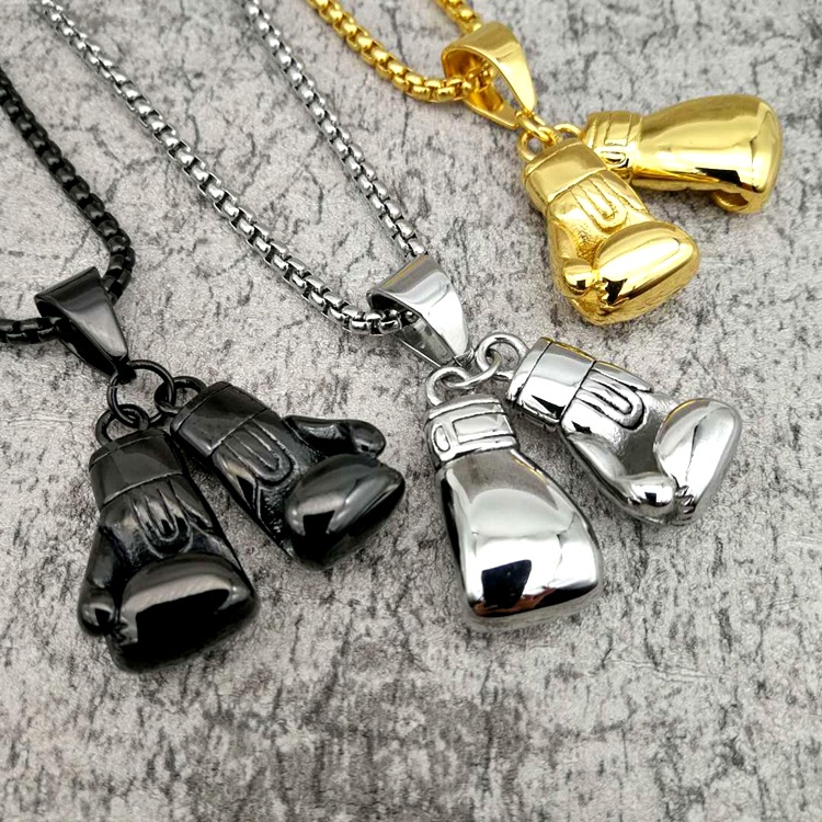 Unisex Gender Hip-hop Boxing Gloves Titanium Steel Necklace 1 Piece