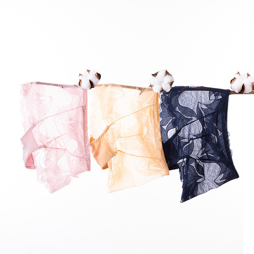 706 Sexy Lace Large Size Women's Underwear Hollow High Waist Briefs Fat MM Cotton Bottom Shorts