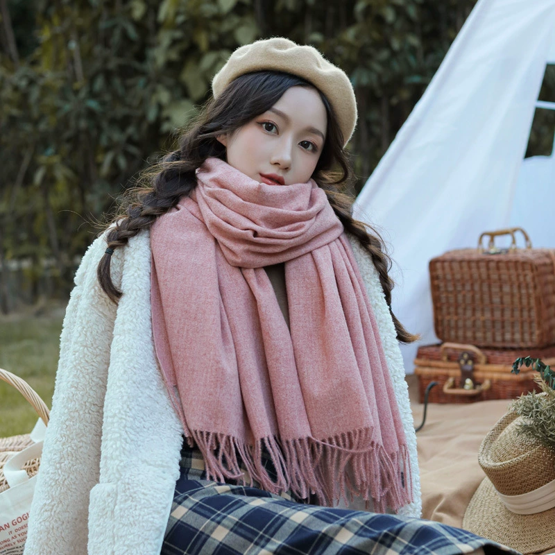 Демисезонное накидка с кисточками, цветной тёплый войлочный шарф из искусственного меха, корейский стиль