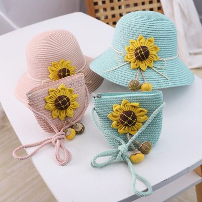 new pattern Korean Edition Beach hat summer Traveling Foldable Straw hat Sunflower Like a breath of fresh air Visor Fisherman hat