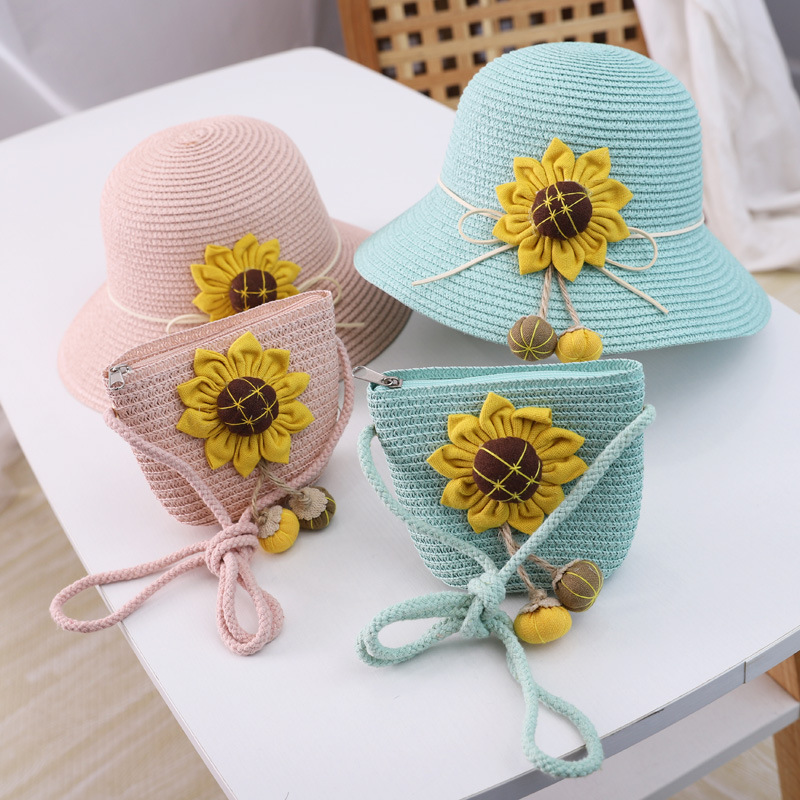new pattern Korean Edition Beach hat summer Traveling Foldable Straw hat Sunflower Like a breath of fresh air Visor Fisherman hat