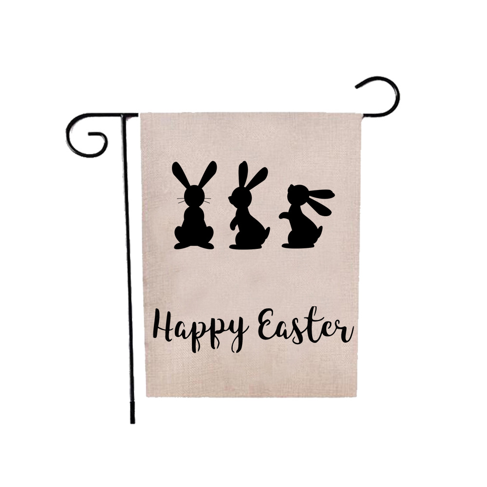 75g Weight Flag Event & Party Supplies 1 Piece, 47*32cm Quantity Linen Material Easter Festival Rabbit, Letter Pattern Cute Style Easter Cute Rabbit Letter Linen Flag Party Supplies Decorations 1 Piece 47*32cm 4