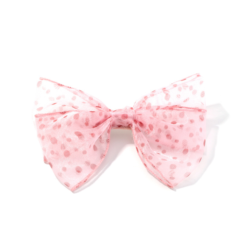 New Style Multicolor Spotted Mesh Ribbon Hairpin Bow All-match Style Hairpin Top Clip Wholesale display picture 3