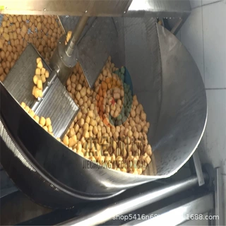豆制品自动油炸机器 行星搅拌豆泡油炸锅 自动刮渣式豆泡油炸机