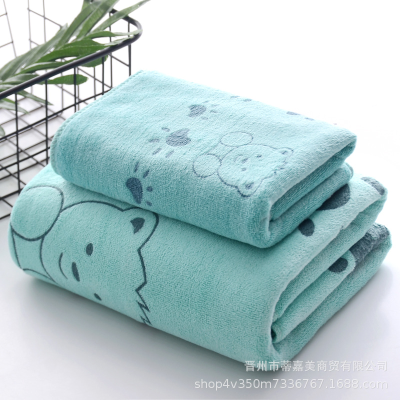 Toalla de baño de tres piezas conjunto absorbente de secado rápido impresión hermosa suave envoltura larga de las mujeres de dibujos animados para adultos Toalla de playa regalo de retorno