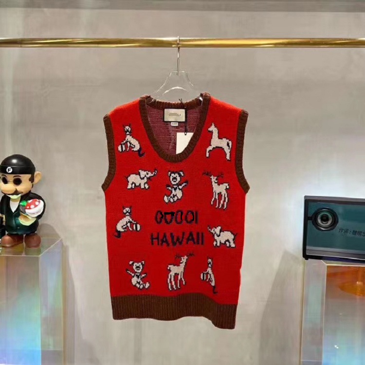 2020 Early Autumn new pattern list GG Home new pattern animal Set Knitwear vest female