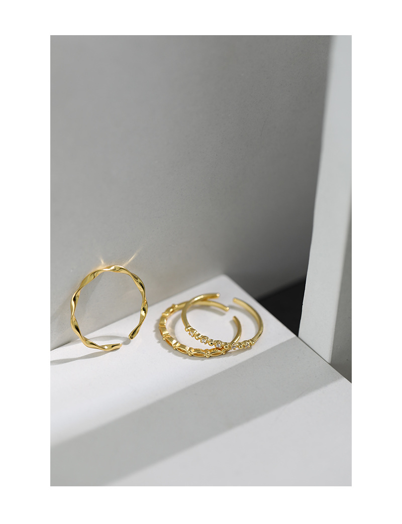 Korean S925 sterling silver ring micro-inlaid zircon open fine ring female