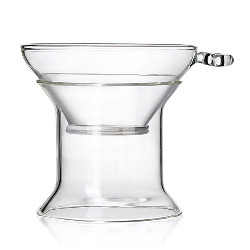 Fábrica al por mayor borosilicato resistente al calor transparente juego de té colador de té cero juego de té Filtro de té colador de té de vidrio