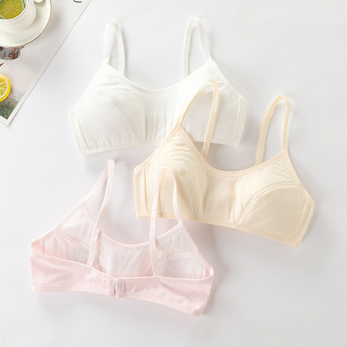 Underwear for female students in developmental period, junior high school students, pure cotton suspenders, breathable, wire-free, comfortable and anti-bump bra