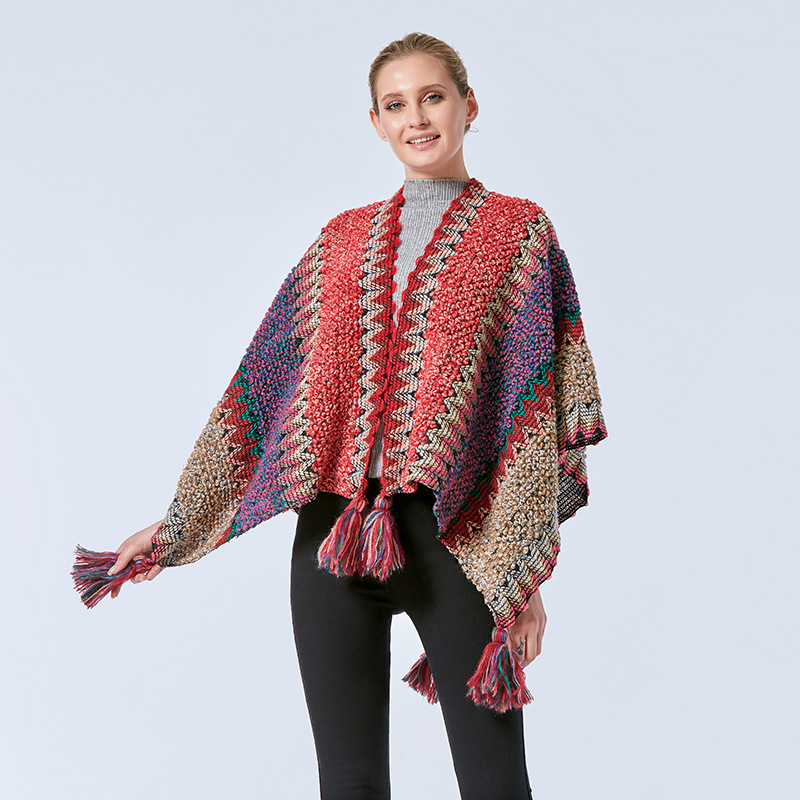 350g Weight Acrylic Fabric Type Daily Occasion V Neck Neckline Loose Version Color Block Pattern Winter, Spring, Autumn Season Women'S Gender Braid Design Vintage Style Style Women'S Vintage Style Color Block Braid 2