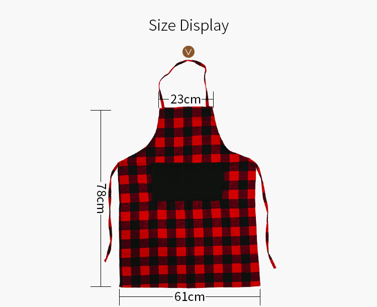 Christmas Decoration Supplies Red And Black Plaid Apron display picture 2