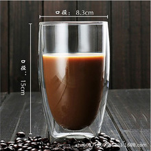 蛋形杯双层玻璃杯手工吹制礼品杯耐热咖啡杯果汁杯牛奶花茶杯logo