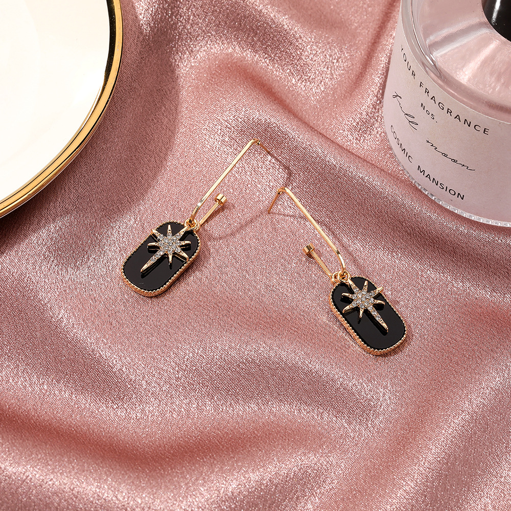 retro acrylic black heart butterfly earrings