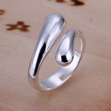 ebay亚马逊出口饰品 创意水滴开口戒指批发 欧美外贸银饰女款戒指