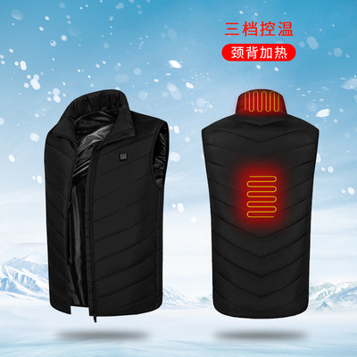 爆款外贸跨境智能发热背心 厂家批发冬季充电加热坎肩 男士棉马甲