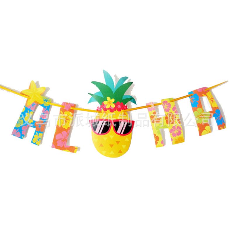 ALOHA Hawaiano piña pull bandera decoración colgante bandera 5 banderas fiesta de verano image 6