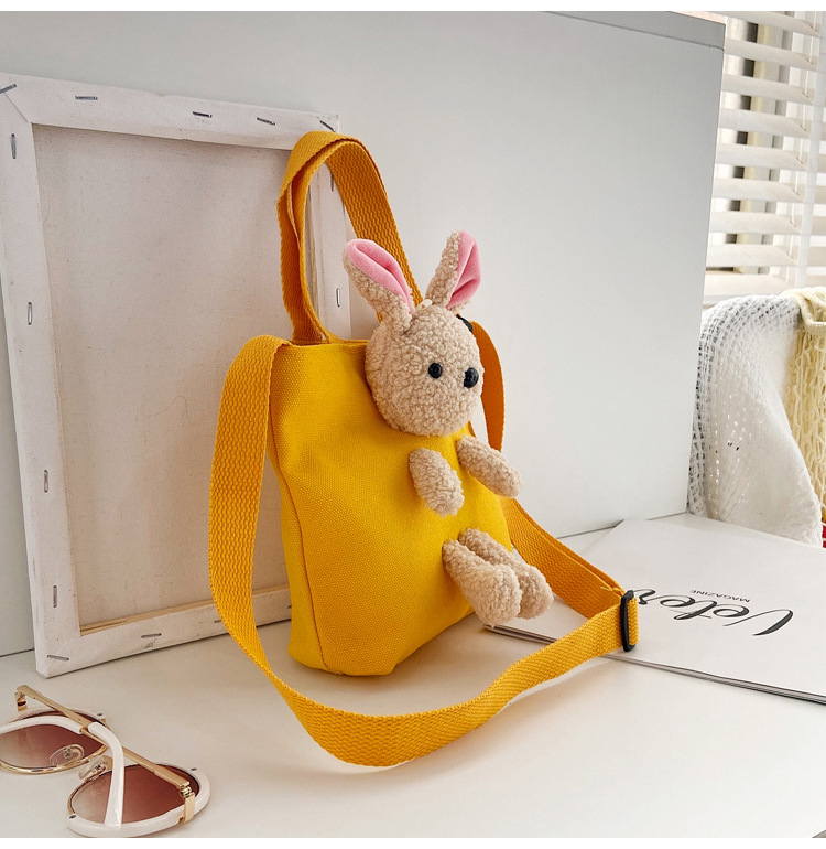 Korean children's bag, new Korean primary school canvas single-shoulder bag, Instagram cute rabbit crossbody bag, handbag undefined