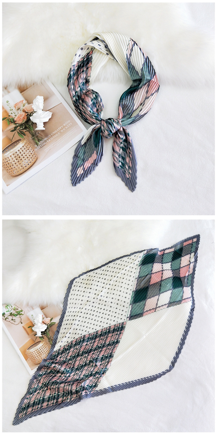 60g Weight Silk Scarf Classification Travel Occasion Polyester Material Spot, Stripe Pattern Spring&Summer Season Unisex Gender Sweet Style Khaki, Multicolor, Grey&Pink, Grey, Red, Green, Blue, Yellow, Black Color Unisex Sweet Spot Stripe Polyester Silk Scarf 9