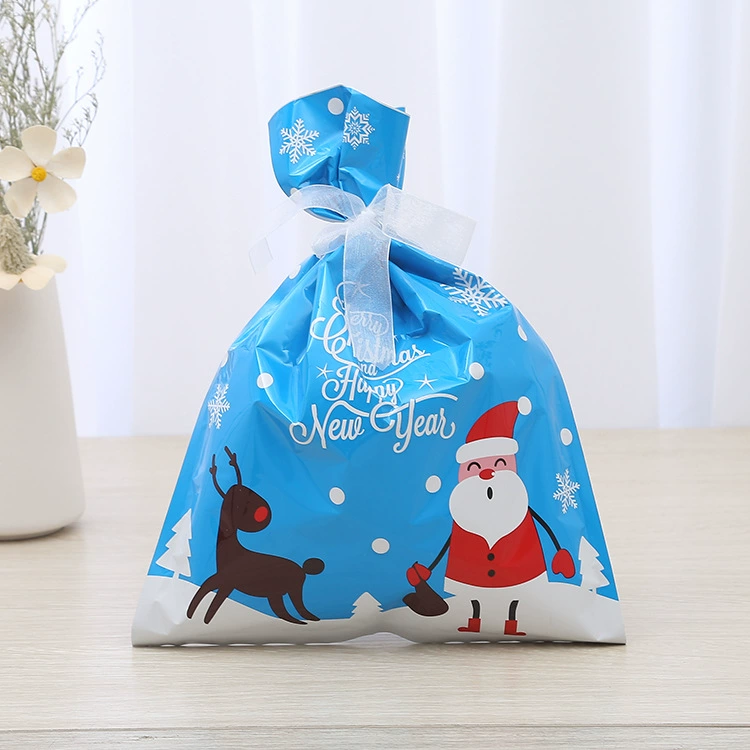 Новый шнурок Рождество пластиковый подарочный пакет лента конфеты мешок Новый год Лось Снежинка карман костюм набор