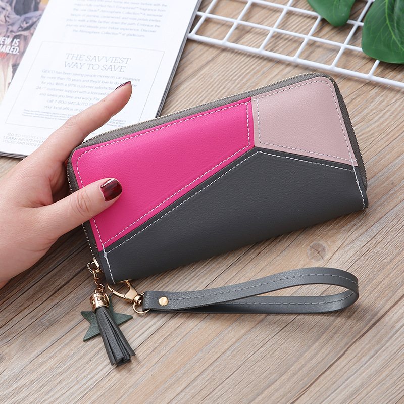 Korean Stitching Women's Wallet Card Bag Color Matching Mobile Phone Bag Card Bag display picture 3