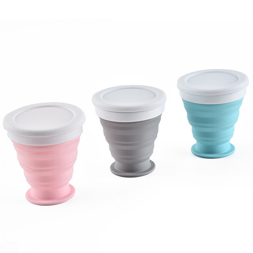 创意户外运动水杯可折叠旅行便携式硅胶水壶多功能折叠瓶水杯批发