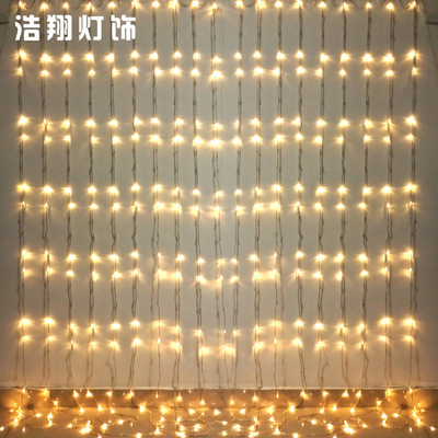 LED流水灯串厂家批发窗帘灯瀑布背景户外防水圣诞装饰节日布置