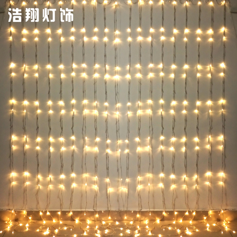 LED流水灯串厂家批发窗帘灯瀑布背景户外防水圣诞装饰节日布置