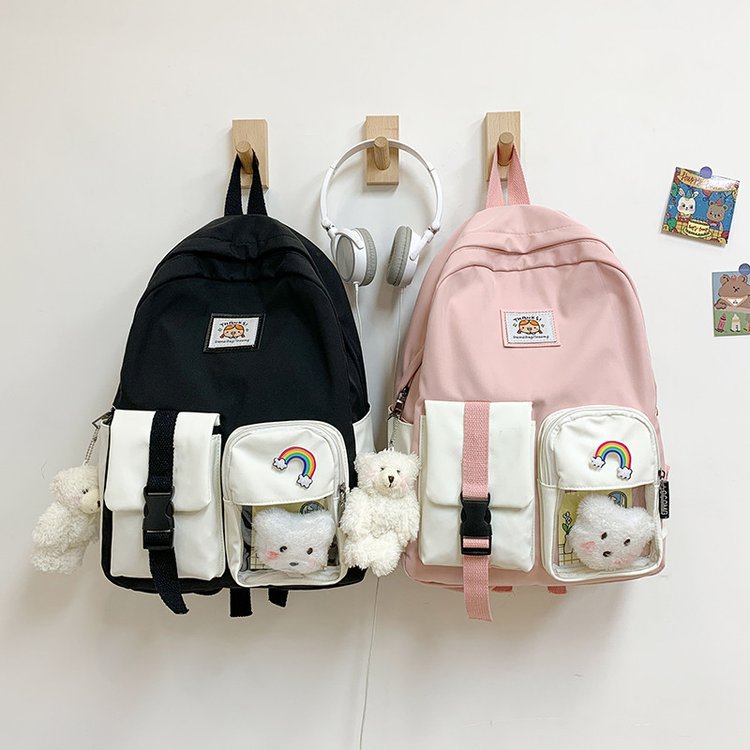 Korean Student Hit Color Backpack Soft School Bag display picture 131