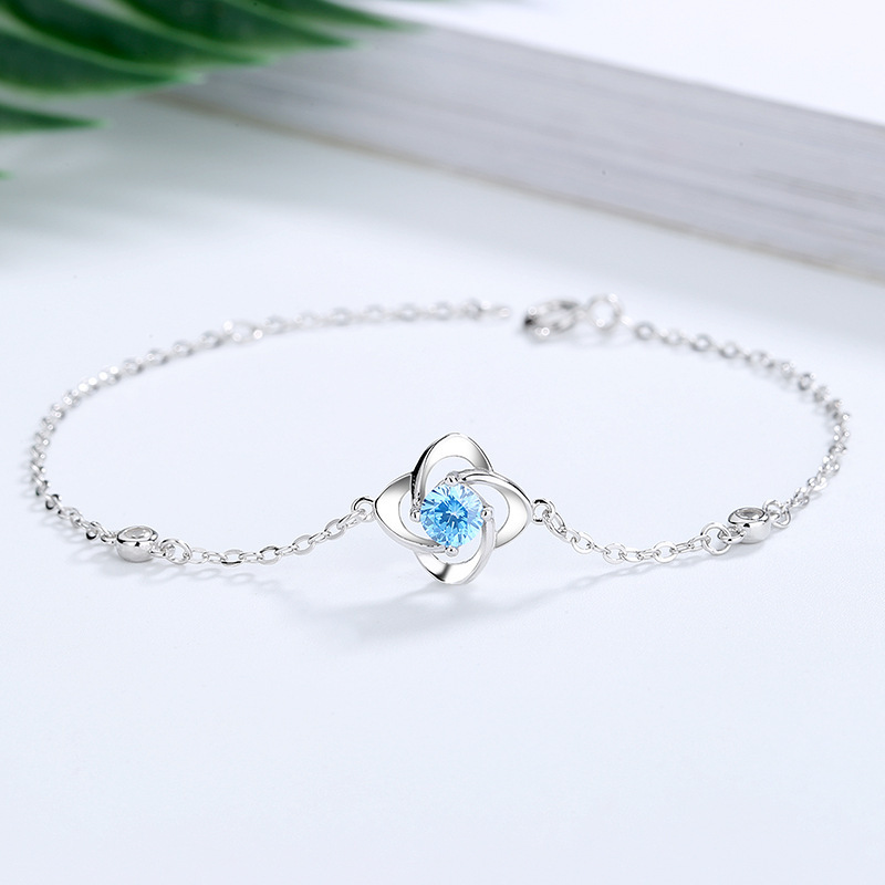 S925 sterling silver four-leaf clover bracelet female rose gold inlaid zircon Diamond ins new one-piece wholesale jewelry