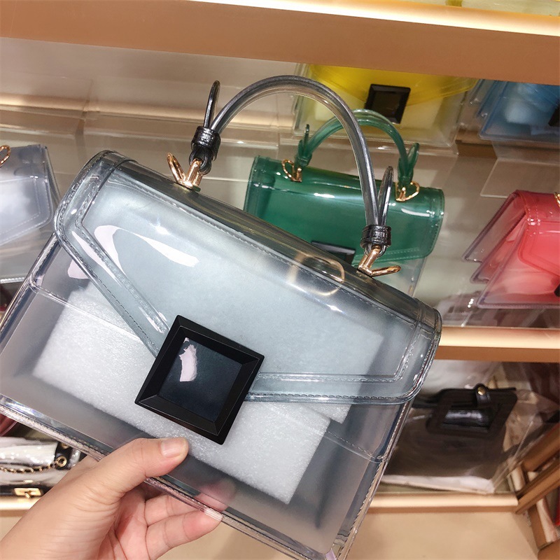 Clearance jelly bag, transparent pvc women's bag, gradient color small square bag, handbag, single-shoulder crossbody women's bag in stock undefined