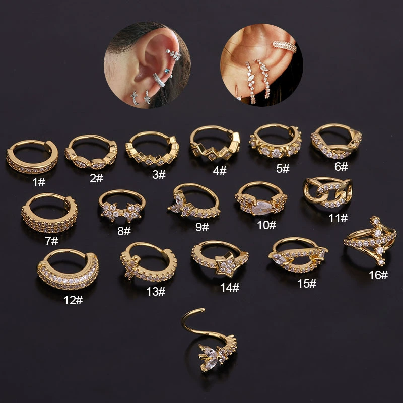 Zirconium, fashionable earrings, creative piercing, accessory, for import, micro incrustation, wholesale
