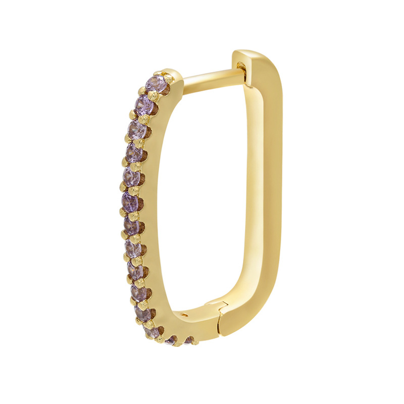 Vente En Gros Boucles D&#39;oreilles Rectangulaires Simples En Diamants Colorés Micro-incrustés Nihaojewelry display picture 6