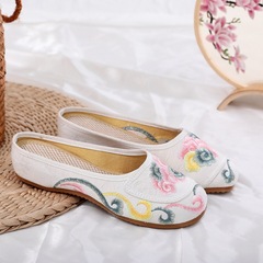 春夏布拖鞋女民族風居家繡花拖鞋時尚涼拖女內增高拖鞋女單拖鞋