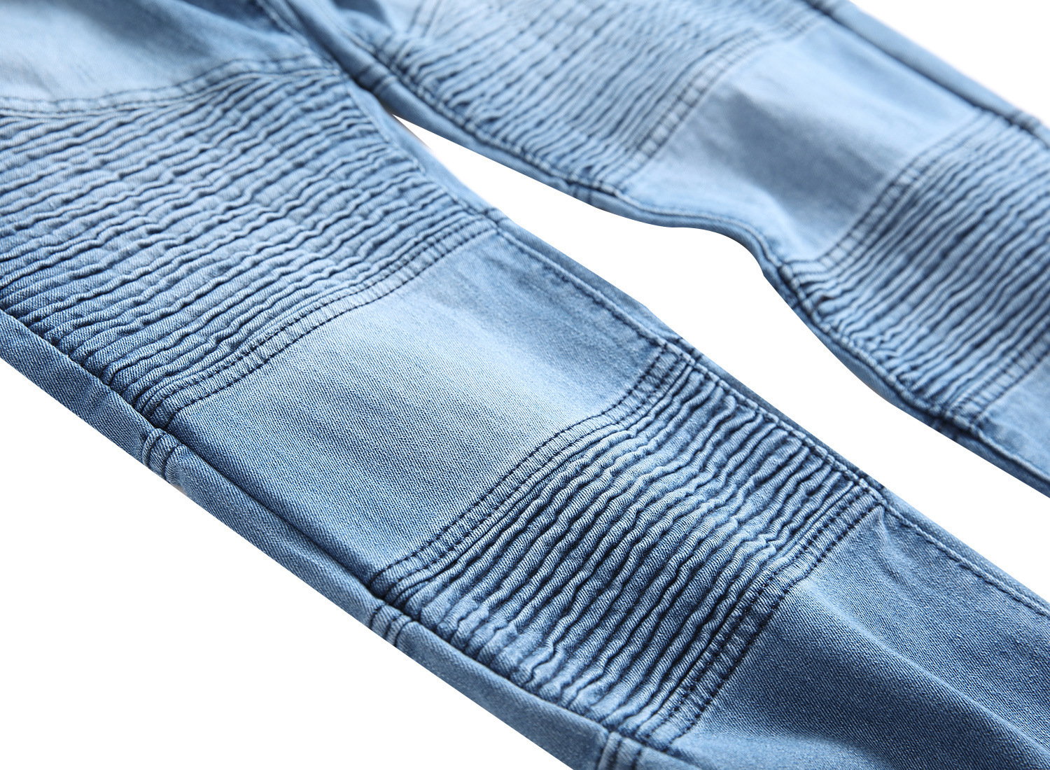 Men's jeans with personalized trendy folds, slim fit and elastic fit, men's fashionable pants_voghion.com