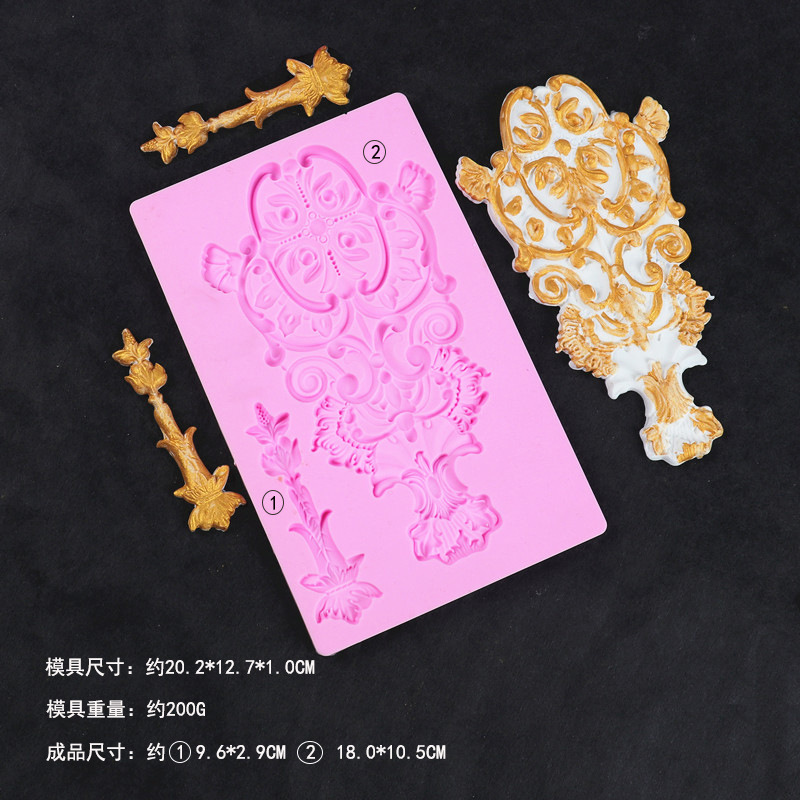 De estilo europeo en relieve de silicona molde marco corona decoración de la boda hornear herramienta de molienda Fondant molde de pastel de chocolate